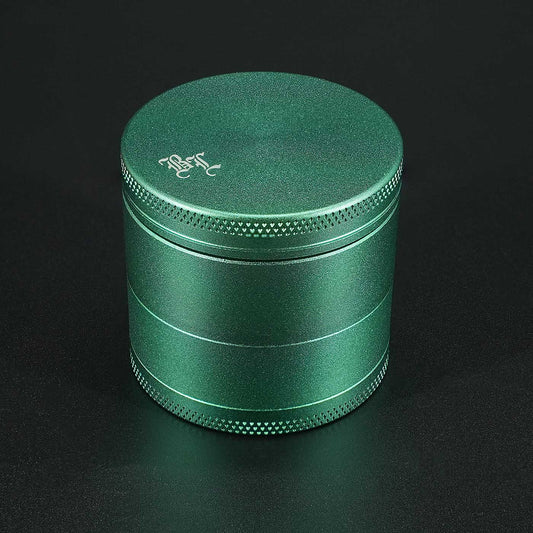 Black Leaf Masher Grinder, 4-teilig Ø 53 mm, grüner Aluminium-Grinder ohne Mahlzähne.