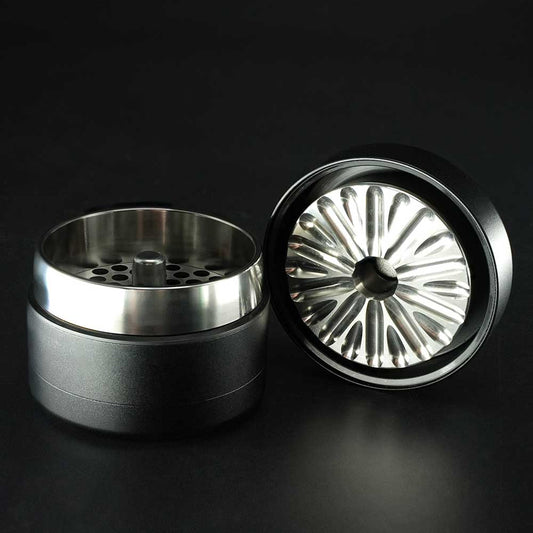Flower Mill Next Gen Premium Grinder Edelstahl – Grinder mit abgenommenem oberen Deckel