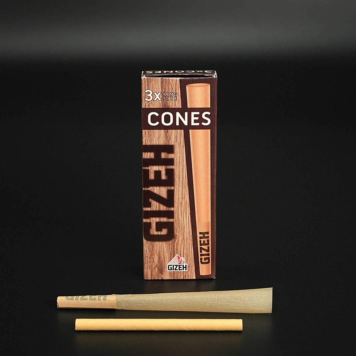 Der GIZEH BROWN Cones King Size 3er Pack enthält drei vorgedrehte Hülsen aus ungebleichtem Papier – ideal für unterwegs und zu Hause