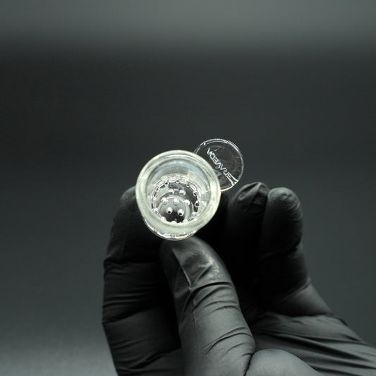 Glas Chamber mit Glassieb 14mm fuer Ball-Vape Inkl. 10 Edelstahlsiebe Quarzglas Kammer fuer Bong und Rig Detail