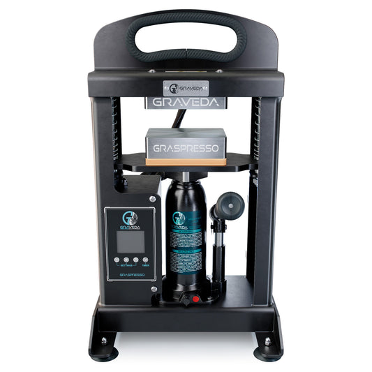 Graspresso GP6-10 R0SIN Press – Vorderansicht mit Bedienungs Panel und Heizplatten