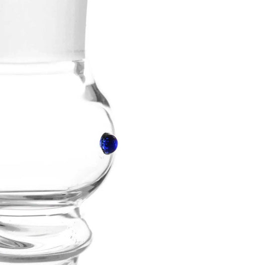 Blauer Glas-Rollstopper am Heisenberg Adapter – verhindert Wegrollen auf glatten Flächen