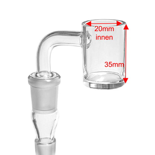 Maße des Jelly Joker Regular Quarzbangers mit 14,5 mm male Schliff, 2 mm Glasstärke und 90°-Winkel – ideal zur Einschätzung von Passform und Größe