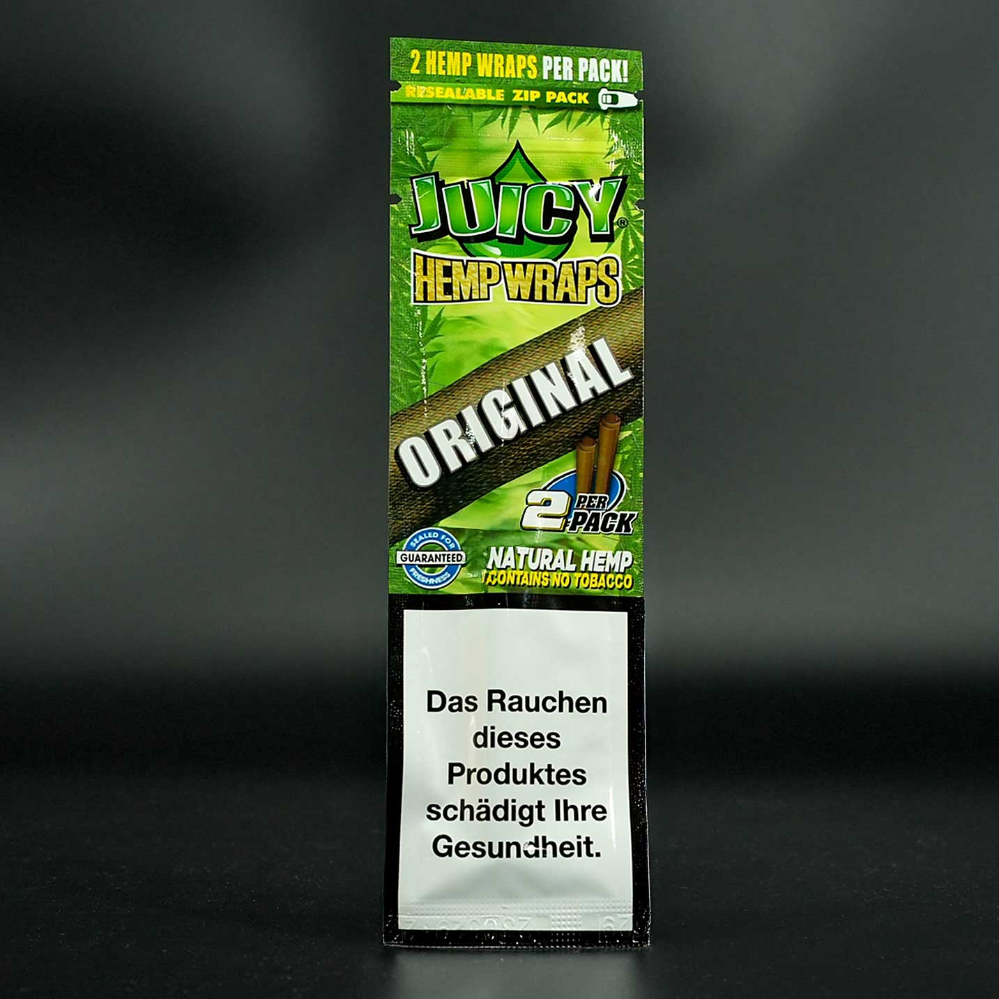 Juicy Jays Hemp Wraps Original, 2 naturbelassene Hanf-Wraps ohne Tabak im Zip-Bag.