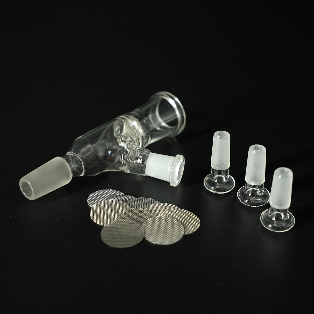 Komplettset der Kickloch Chamber 14 mm Male – inklusive 10 Edelstahl-Mesh-Siebe, 3 Ersatz-Closer und wahlweise mit oder ohne Glassieb