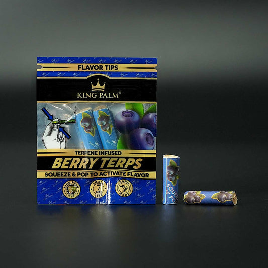 Die King Palm Flavor Tips Berry Terps sind kompakte Aroma-Filter, die beim Drücken eine fruchtig-beerige Note freisetzen – perfekt für Hülsen, Cones oder Papers.