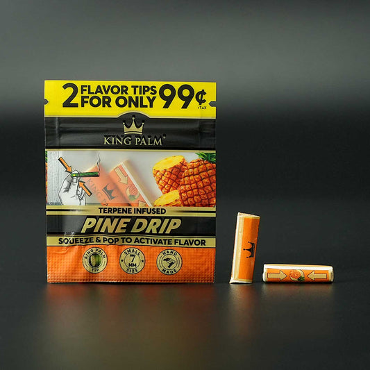 Die King Palm Flavor Tips Pine Drip liefern intensives Ananas-Aroma auf Knopfdruck – kompakt und stylisch.