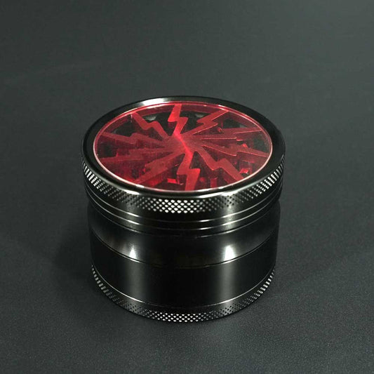 Metallgrinder in kräftigem Rot mit 62 mm Durchmesser, Pollensieb und Auffangkammer – Lightning Grinder Red für sauberes Trennen von Pollen