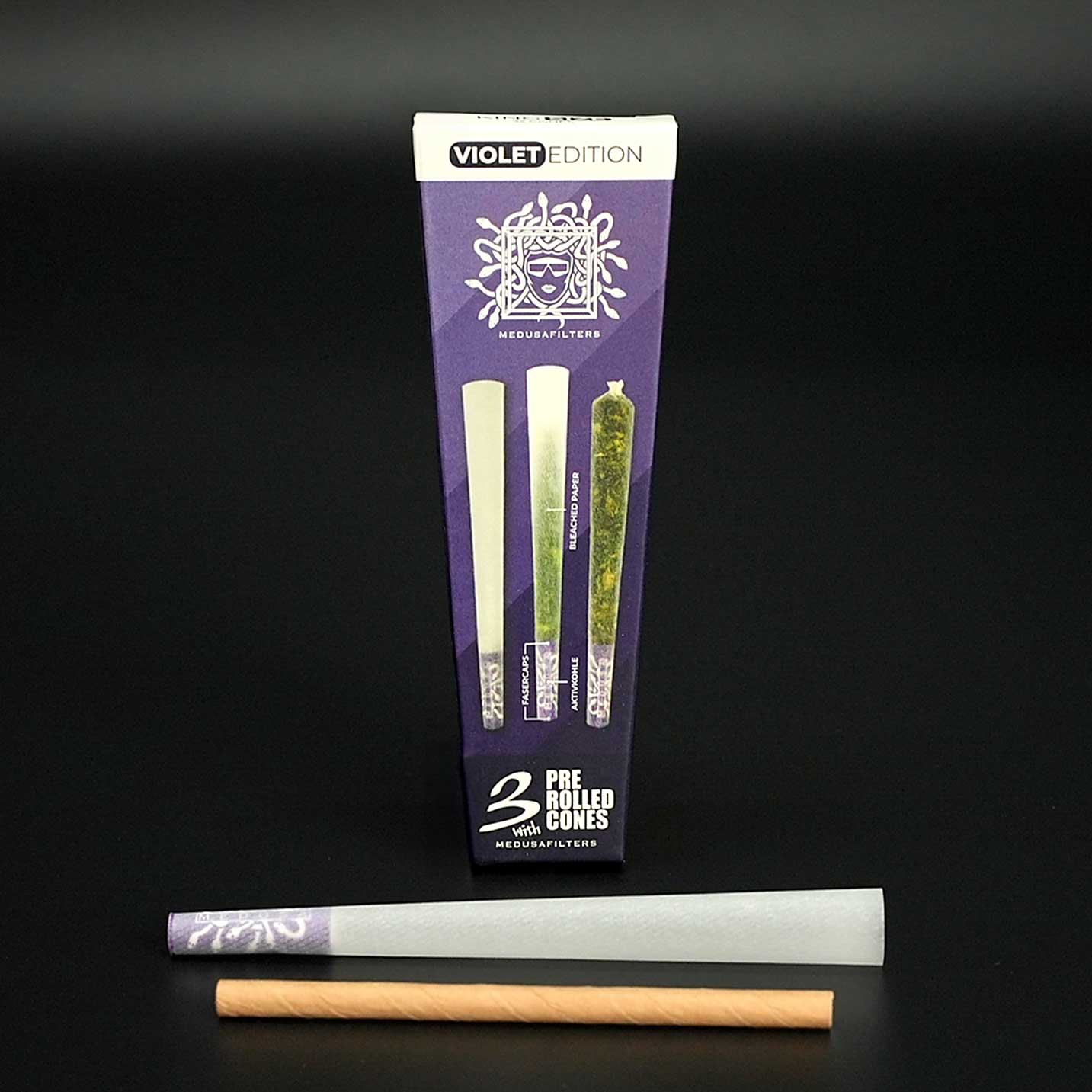 Die MEDUSAFILTERS Cones im 3er Pack mit integrierten Aktivkohlefiltern – ready to fill