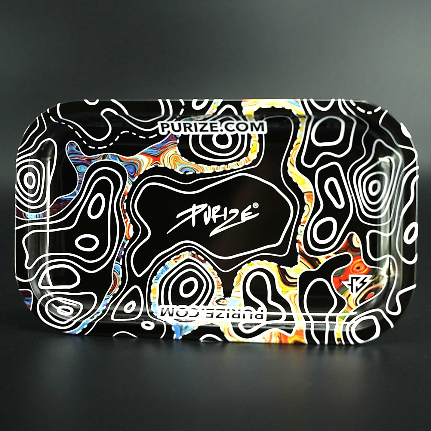 PURIZE Metal Rolling Tray Dark Sketch aus Aluminium, robustes Tablett zum Mischen und Drehen, 27 × 16 cm