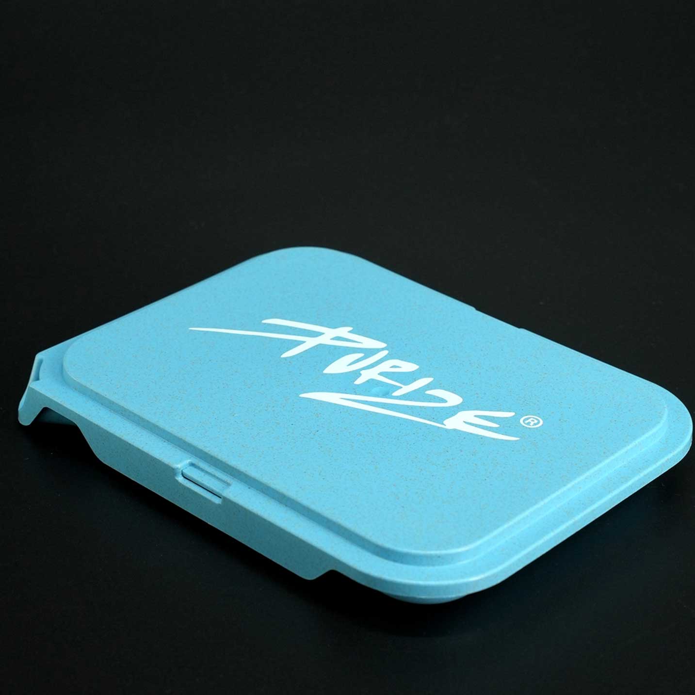 PURIZE Plant-Fiber-Composite Kit Blau, geschlossenes zweiteiliges Rolling Tray.