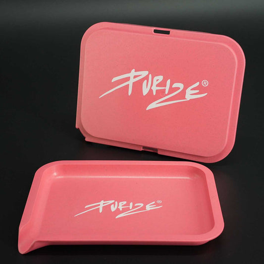 PURIZE Plant-Fiber-Composite Kit Rot, geöffnetes Rolling Tray, zweiteilig und verschließbar.