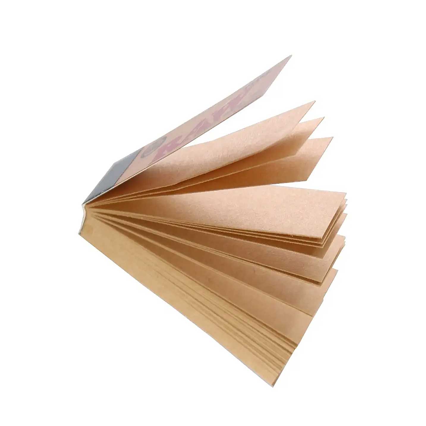 50 ungebleichte RAW Tips im geöffneten Heft – vorgestanzt & sofort einsatzbereit