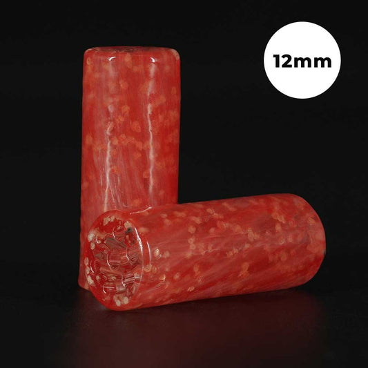 STYCKY Glasfilter Glowberry Ø 12 mm 30 mm Länge Glasfilter für Joints aus rotem Glas mit leuchtenden Sprenkeln ohne das Leuchten