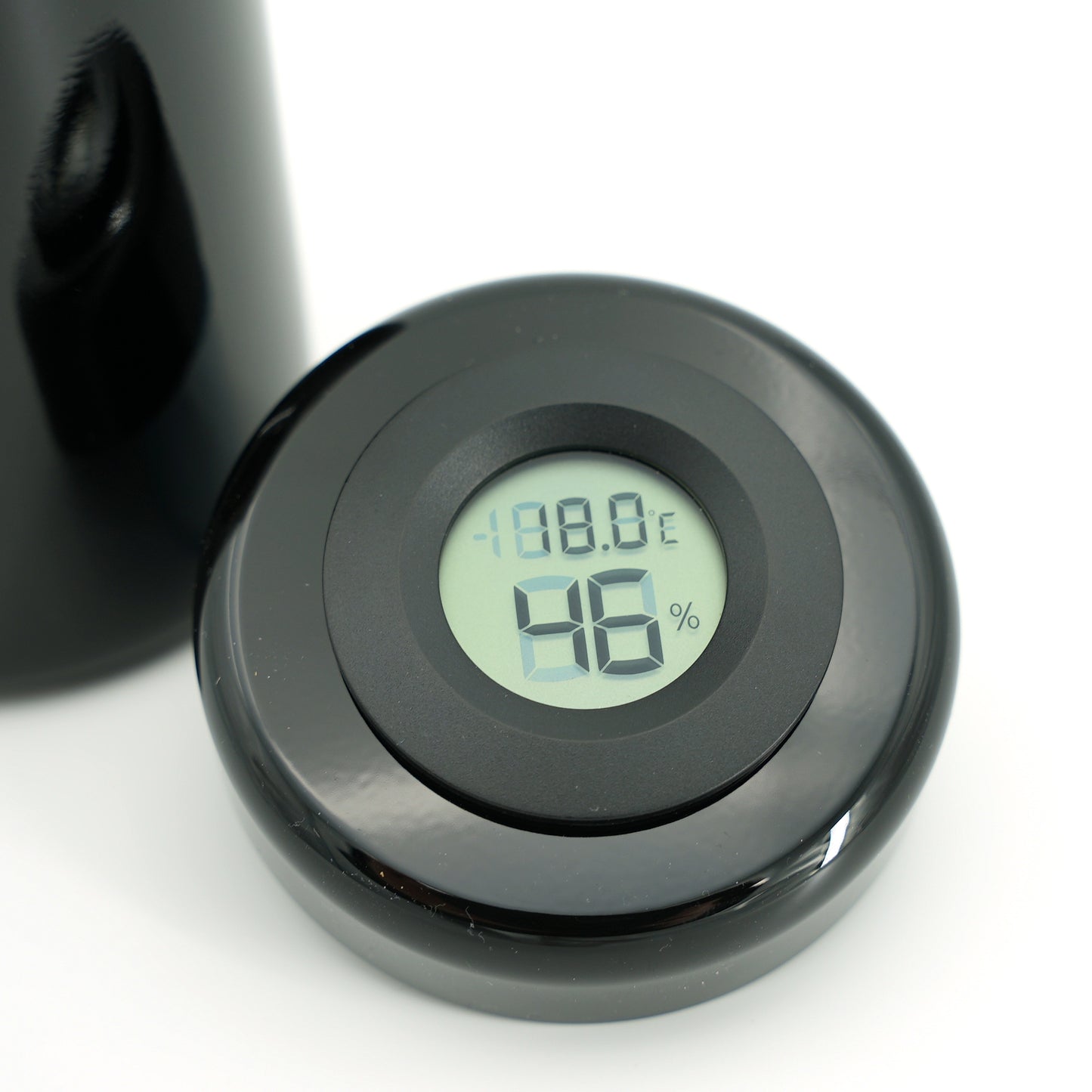 Violettglasdose mit Thermometer und Hygrometer 300ml Details