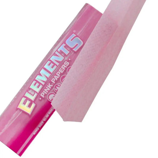 Zigarettenpapier in Pink: King Size Slim Blättchen mit natürlicher Zucker-Klebefläche und langsamem Abbrand