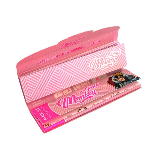 King Size Slim Papers plus 32 perforierte Filtertips in einem Heft – das Monkey King Smellpack Pink Papers KSS bietet volle Ausstattung