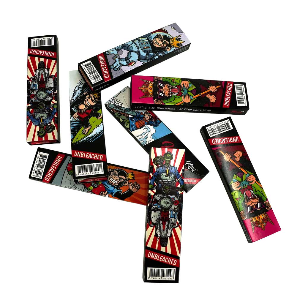 Stylisches Drehset mit verschiedenen Motiven, ultra dünnem Papier und integriertem Tablett – Monkey Pack Trymix KS ist ein echter Hingucker