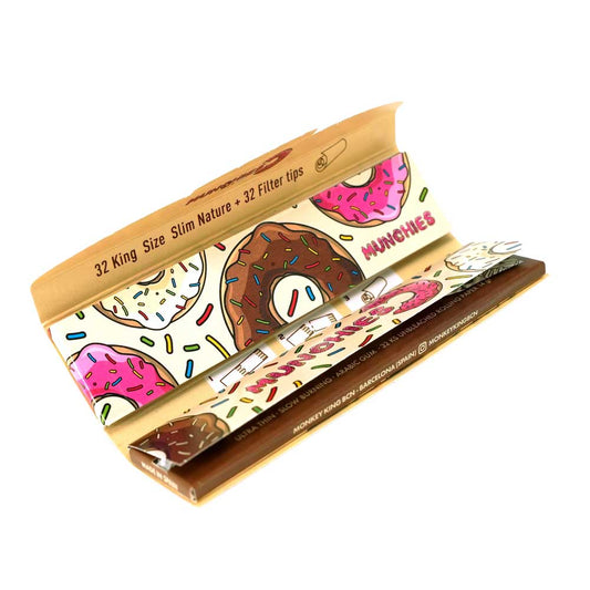 Monkey King Munchies KSS enthält 32 transparente Longpapers und 32 perforierte Filtertips – ideal zum direkten Losdrehen