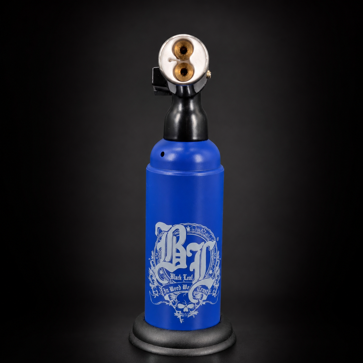 Black Leaf Torch blaues Dab Feuerzeug mit Doppelbrenner und Black Leaf Logo