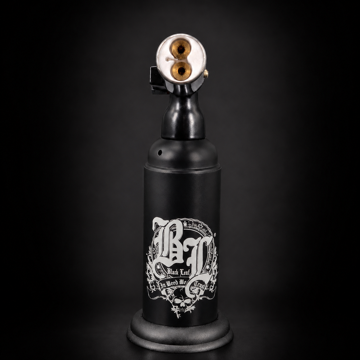 Black Leaf Torch matt schwarz Dab Feuerzeug mit Doppelbrenner und Black Leaf Logo