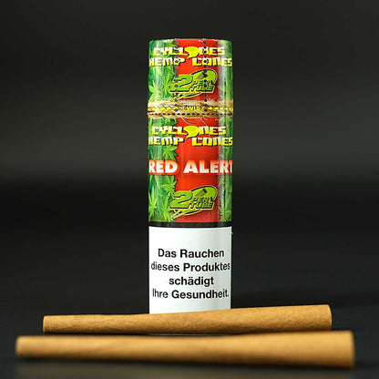 Die Cyclones Hemp Cones Red Alert bieten vorgedrehte Hanfhülsen mit integriertem Filter und süßem Erdbeeraroma.