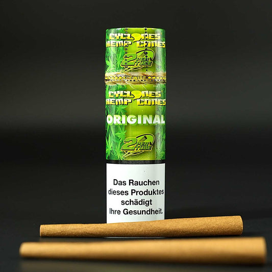 Die Cyclones Hemp Cones Original sind vorgedrehte Hülsen aus Hanfpapier – sofort befüllbar, tabakfrei und mit Papierfilter