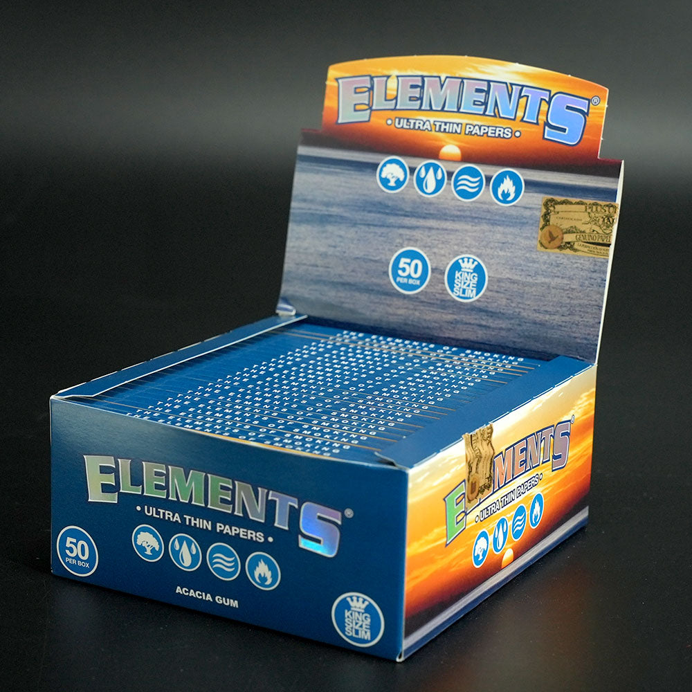 ELEMENTS King Size Ultra Slim Reis-Papers – Vorratsbox (50 Hefte)