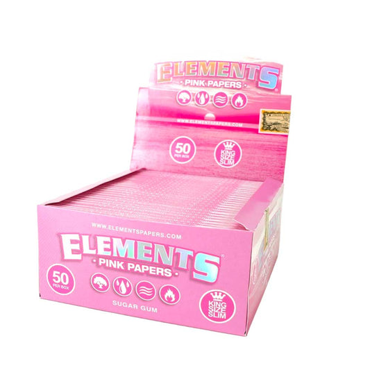 Pinkfarbene ELEMENTS Longpapers im King Size Slim Format Dispay – ultradünn und aus Zellulose mit CrissCross-Wasserzeichen
