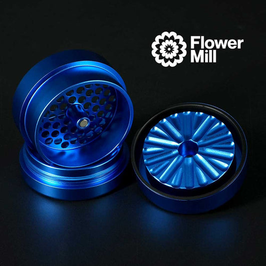 Flower Mill Next Gen Standard Grinder Blau – 3-teiliger Aluminium Grinder auseinandergebaut
