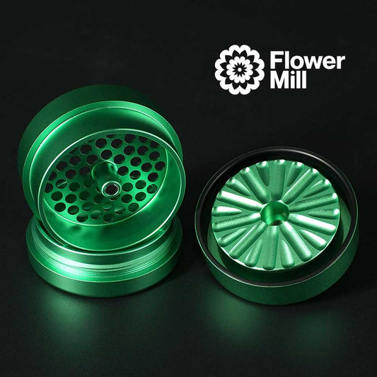 Flower Mill Next Gen Standard Grinder Grün – 3-teiliger Aluminium Grinder auseinandergebaut
