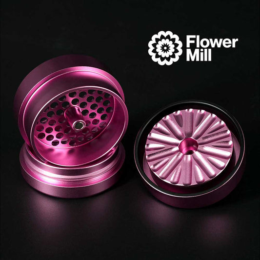 Flower Mill Next Gen Standard Grinder Pink – 3-teiliger Aluminium Grinder auseinandergebaut
