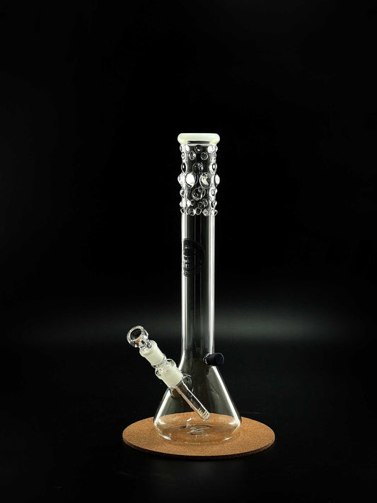 Heisenberg Little Bitch – 40 cm Beaker-Bong mit weißem Mundstück & stilvollem Glastropfen