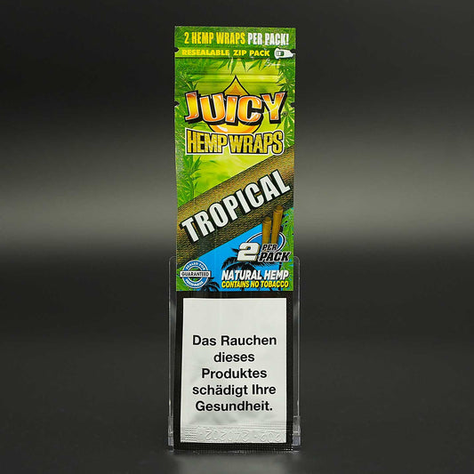 Die Juicy Jays Hemp Wraps Tropical bestehen aus Enhanced-Hanf und bringen intensives Tropenfruchtaroma 