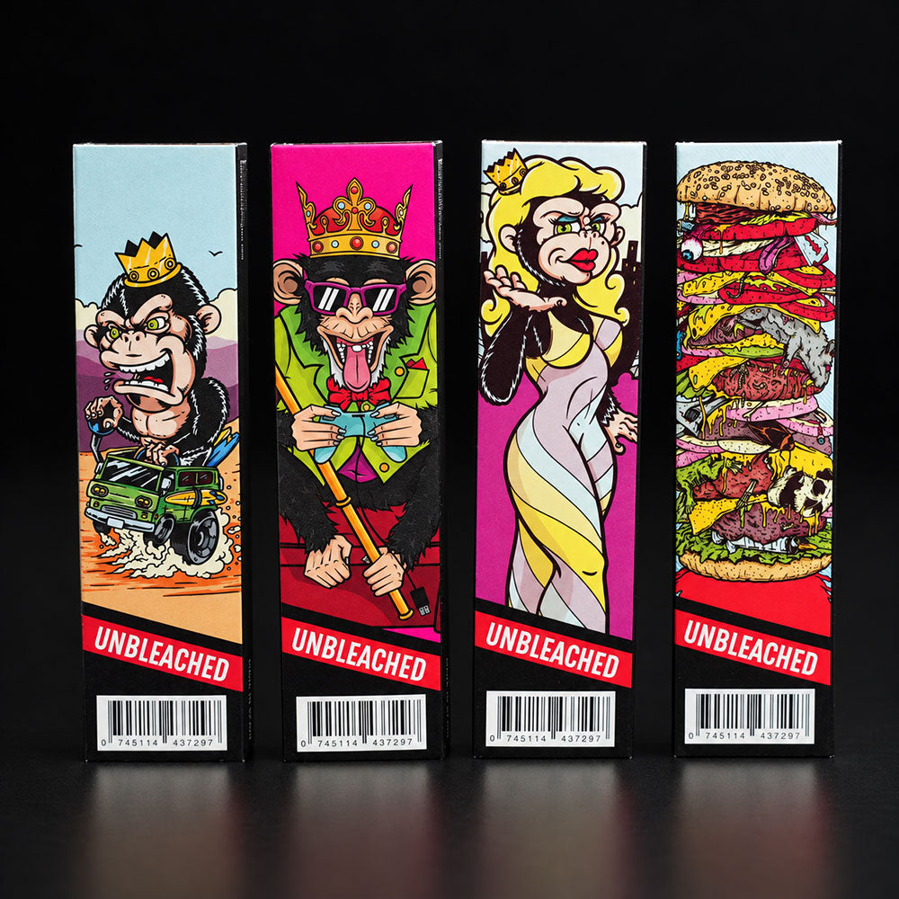 Monkey Pack Trymix KS mit King Size Slim Papers, Filtertips und integriertem Mix-Tablett – alles in einem stylischen Heftchen- verschiedene Motive V1