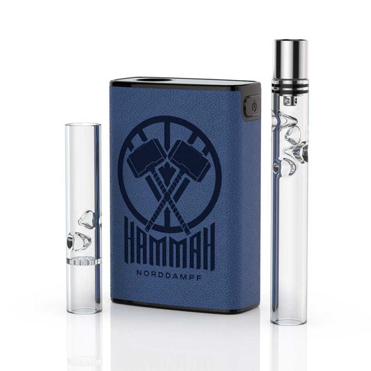 Norddampf Hammah Vaporizer Nordic Blue – mit beiden Mundstücken im Fokus