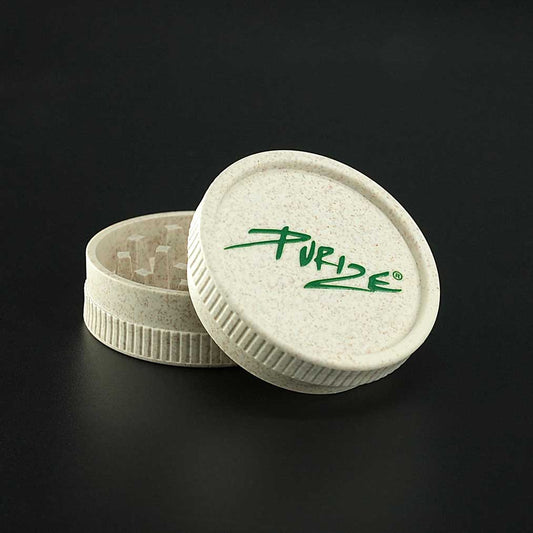 PURIZE Bio Hanf Grinder 2-teilig, Ø 55 mm, nachhaltiger Kräutergrinder aus biologisch abbaubarem Hanfplastik.