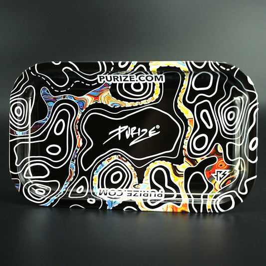 PURIZE Metal Rolling Tray Dark Sketch aus Aluminium, robustes Tablett zum Mischen und Drehen, 27 × 16 cm