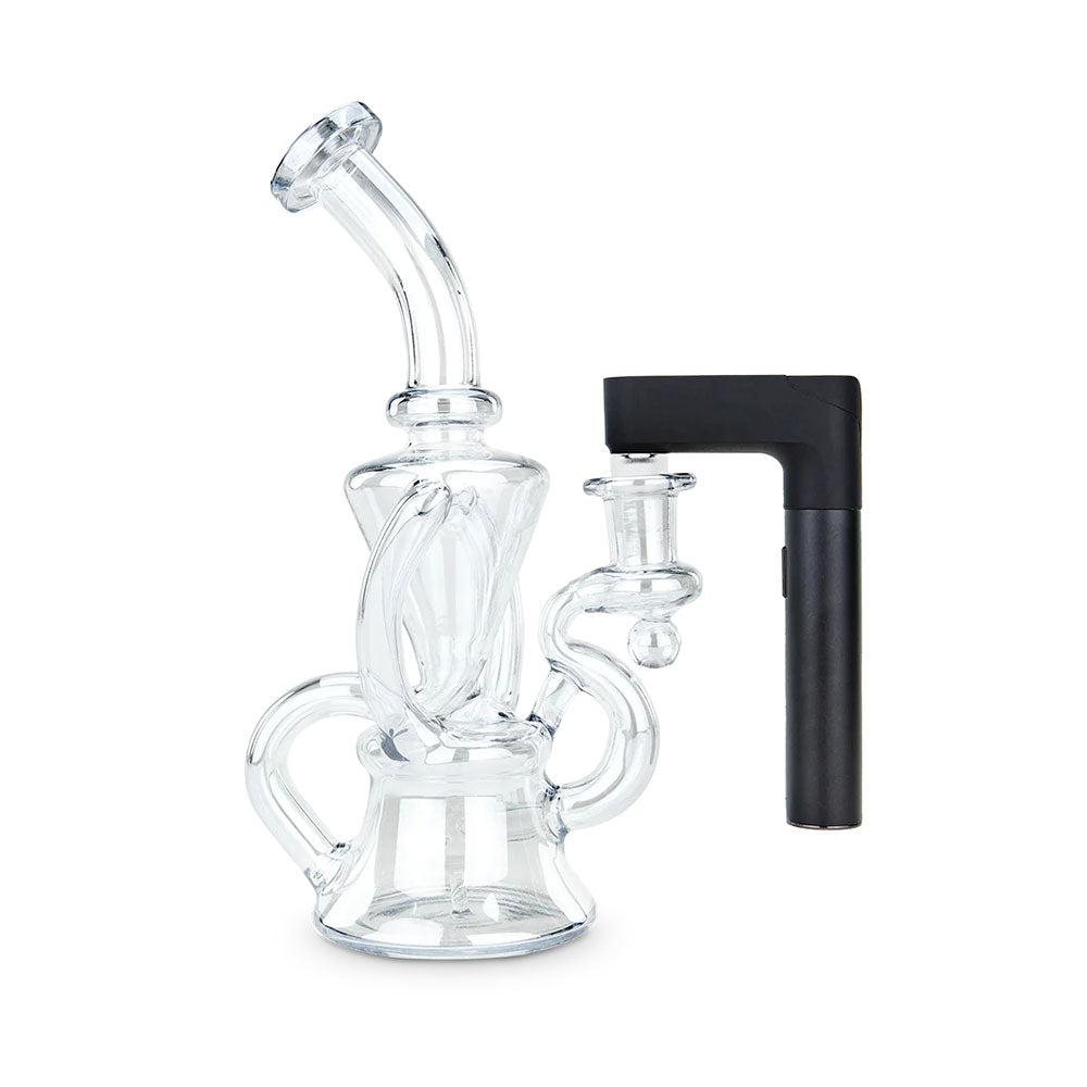 Puffco Pivot Rig Adapter mit 3D Chamber in Anwendung an einem Dab-Rig angeschlossen