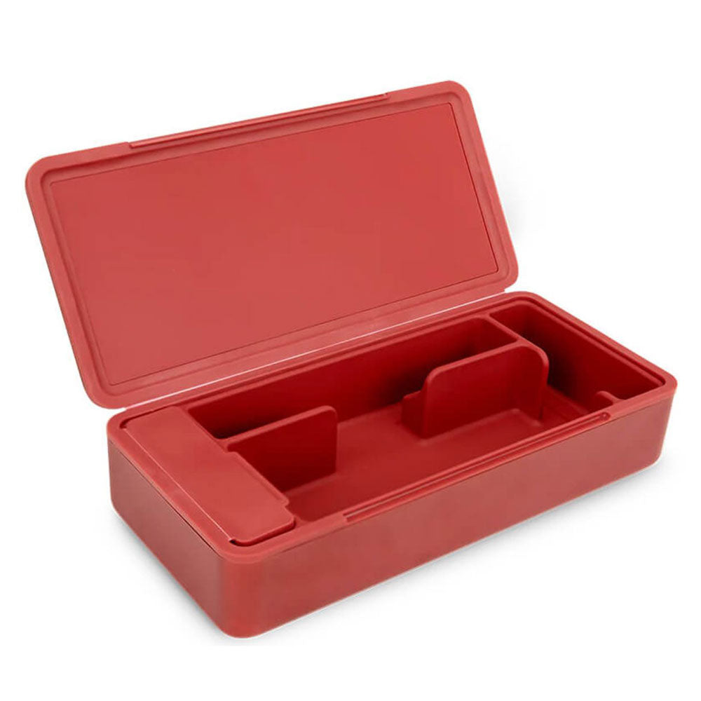 Puffco Pivot Travel Case Innenansicht mit Silikon-Inlay zur sicheren Aufbewahrung von Zubehör Daybreak Rot