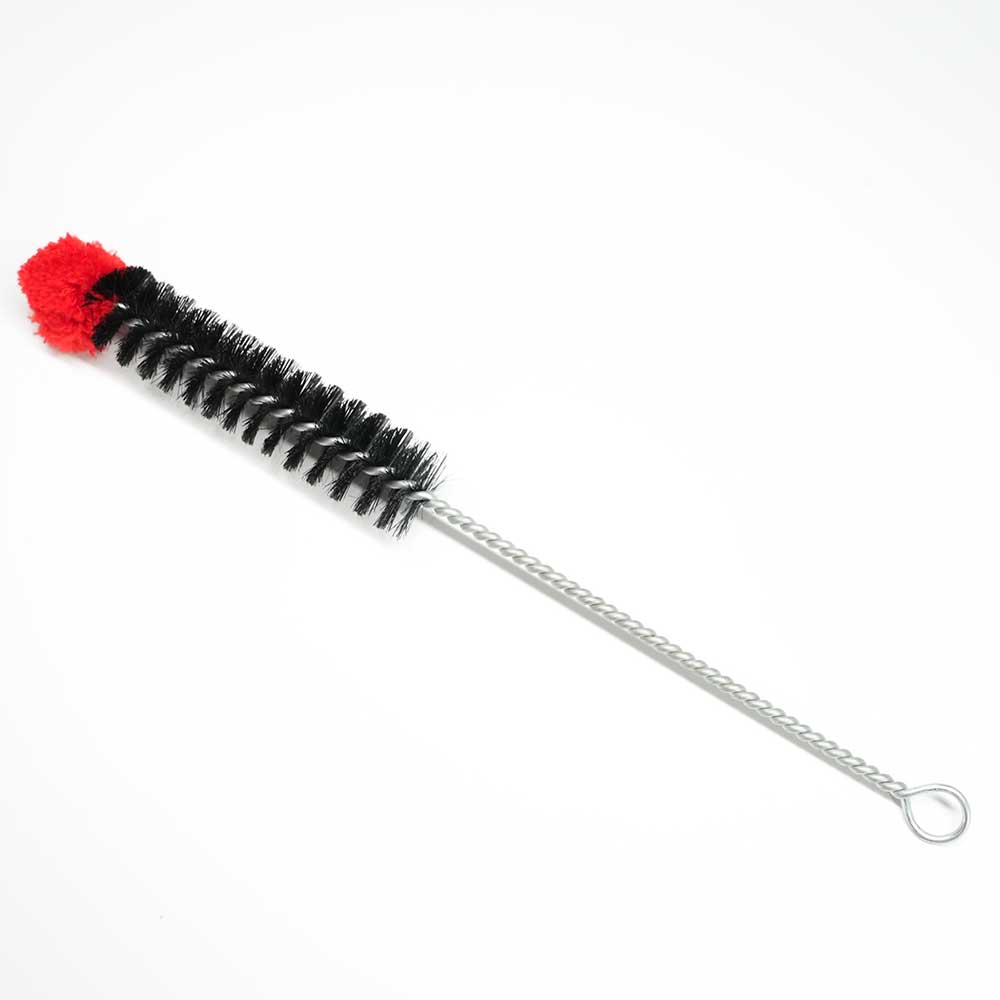 Reinigungsbürste mit Naturborsten & Baumwollspitze – ideal zur gründlichen Bong-Reinigung.
Gesamtansicht mit flexiblem Griff und Aufhängeöse