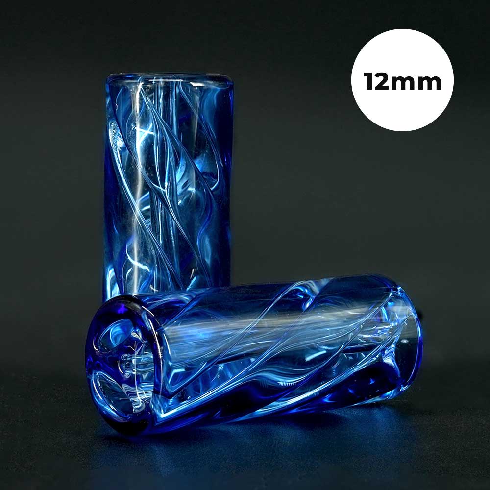 STYCKY Glasfilter Bluedrift Ø 12 mm 30 mm Länge Glasfilter für Joints aus blauem Glas mit spiralförmigen Strukturen