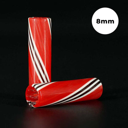 STYCKY Glasfilter Cobra Ø 8 mm Glasfilter für Joints mit rotem Glas und weißen sowie schwarzen Linien