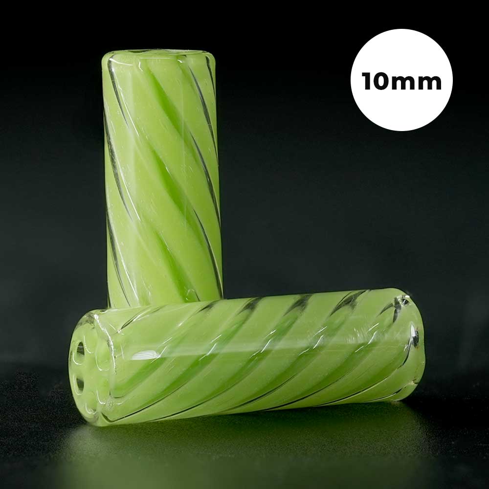 STYCKY Glasfilter Herbalis Ø 10 mm 30 mm Länge hellgrüner Glasfilter für Joints mit spiralförmigem Design