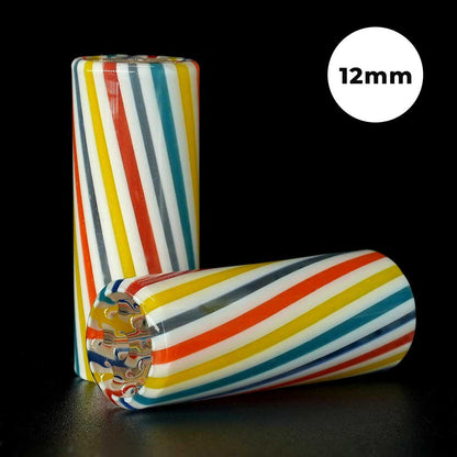 STYCKY Glasfilter Ø 12 mm Holiday aus Glas für Joints mit mehrfarbiger Streifenoptik