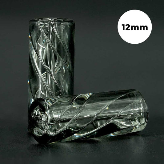 STYCKY Glasfilter Phantom Ø 12 mm 30 mm Länge Glasfilter für Joints aus klarem Glas mit spiralförmigen Strukturen