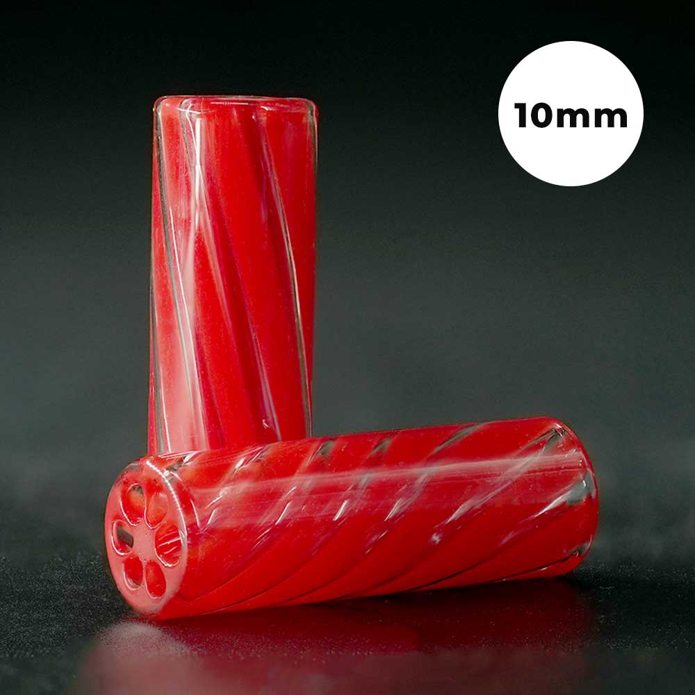 STYCKY Glasfilter Rossa Ø 10 mm 30 mm Länge roter Glasfilter für Joints mit spiralförmigem Design