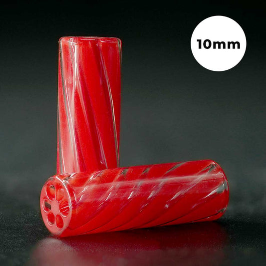 STYCKY Glasfilter Rossa Ø 10 mm 30 mm Länge roter Glasfilter für Joints mit spiralförmigem Design