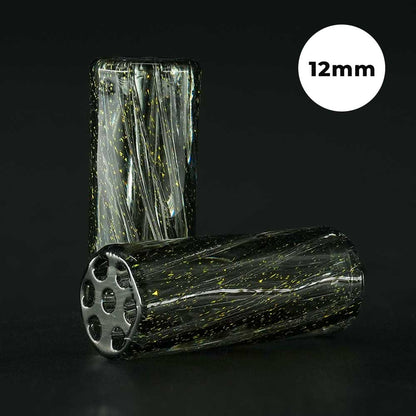 STYCKY Glasfilter Sternenhimmel Ø 12 mm 30 mm Länge Glasfilter für Joints aus schwarzem Glas mit goldenen Sprenkeln