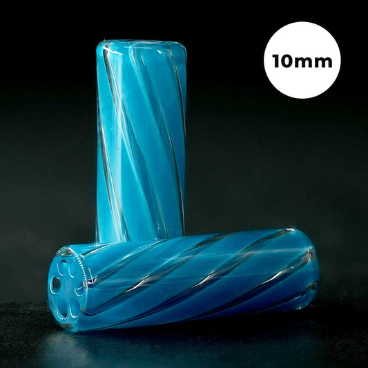 STYCKY Glasfilter Thalos Ø 10 mm 30 mm Länge türkis-blauer Glasfilter für Joints mit spiralförmigem Design